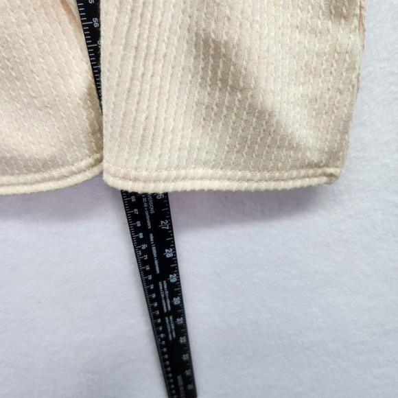 All in Love Tank Womens L Cream Ribbed Surplice Peplum Blouse Retro Double VNeck - Picture 7 of 9